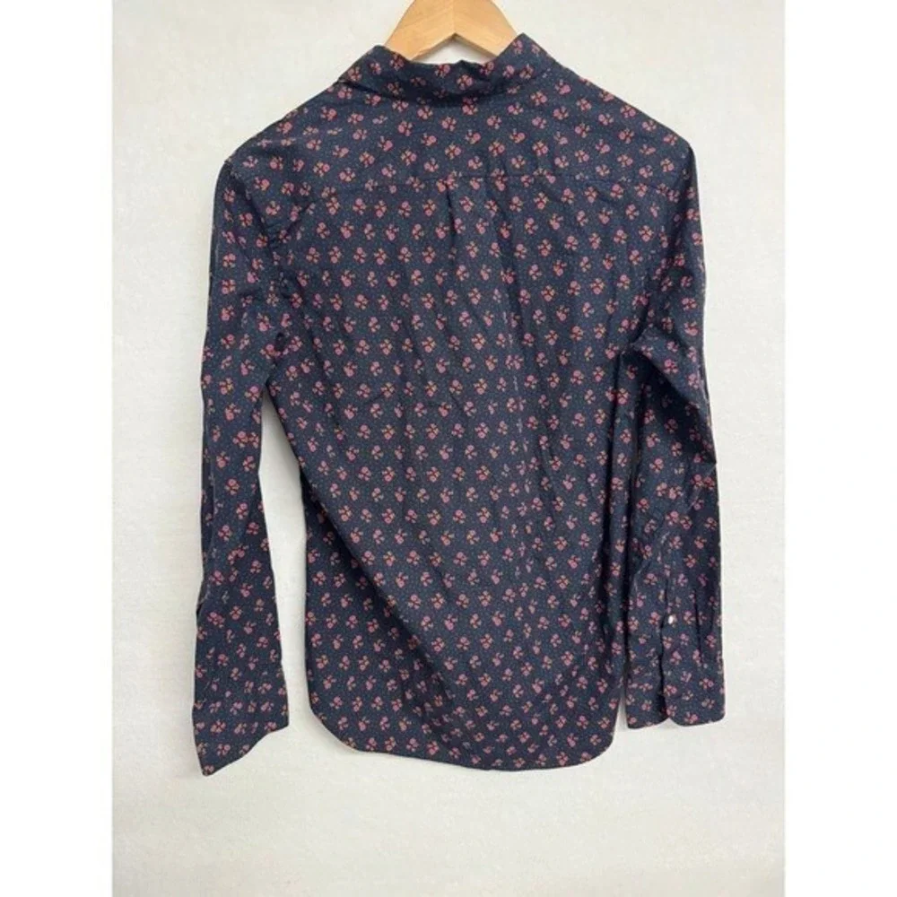 J.Crew Mens Navy Floral size small Secret Wash Slim Shirt 98% Organic Cotton
